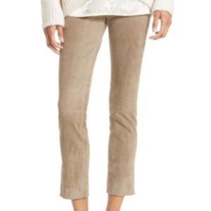 Vince Stretch Suede Cropped Beige Pants
